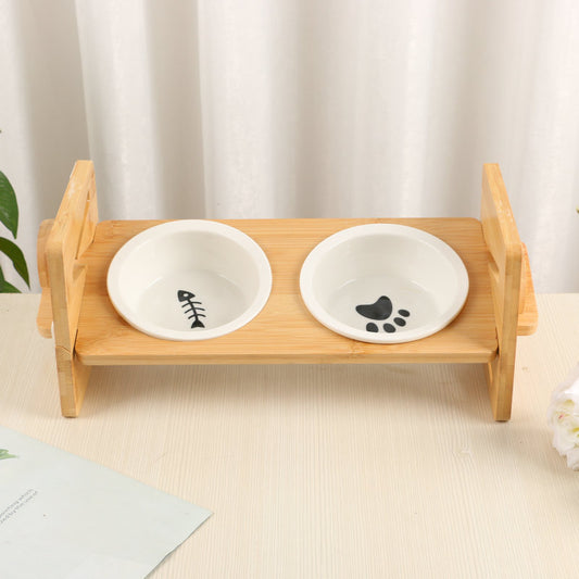 Cat bowl rack,