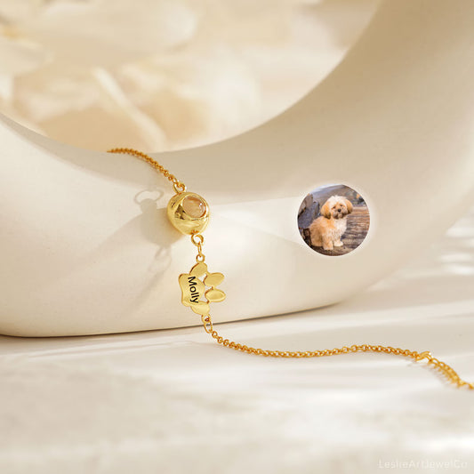 Pet Name Bracelet with Photo